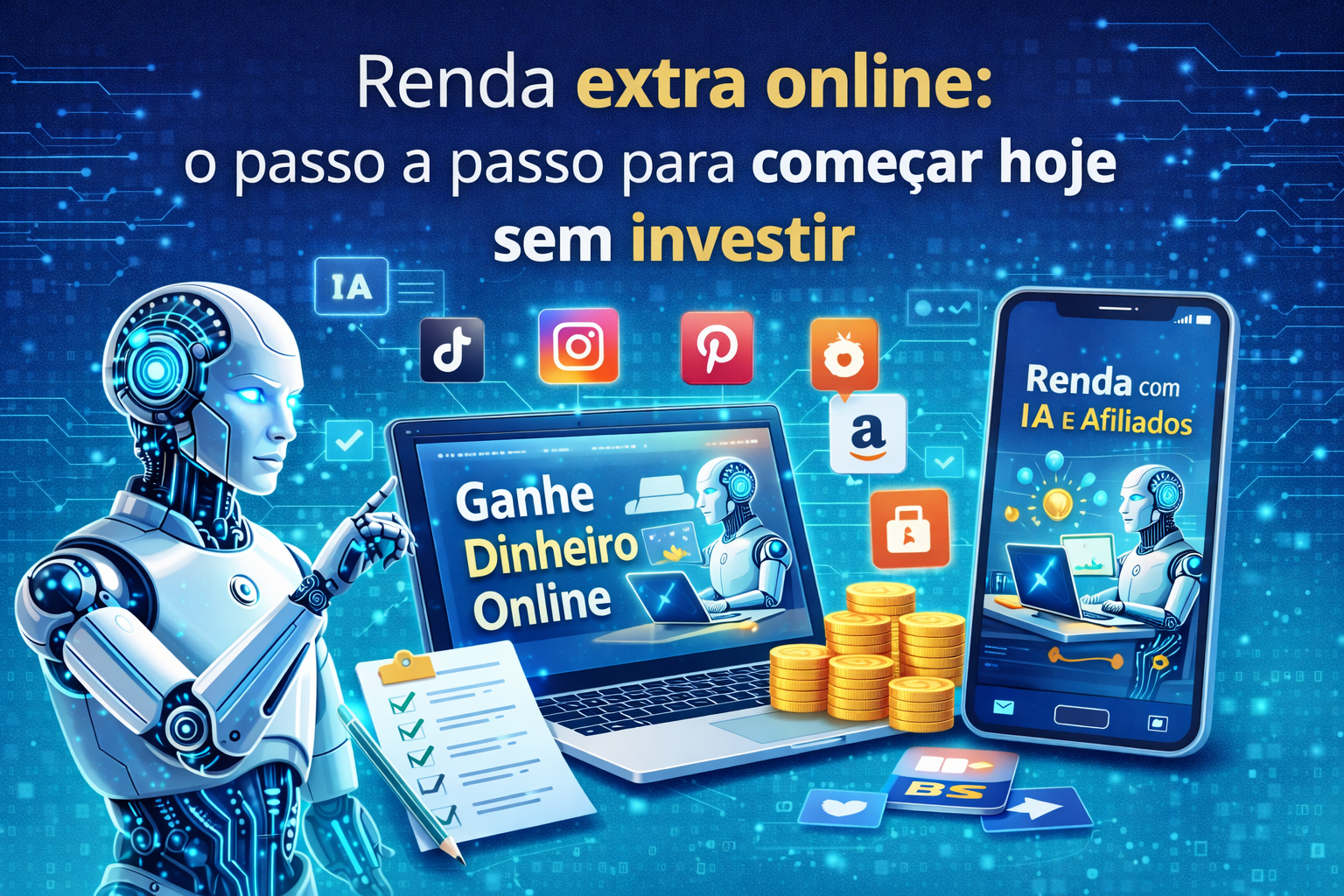 Renda extra online: o passo a passo para começar hoje sem investir